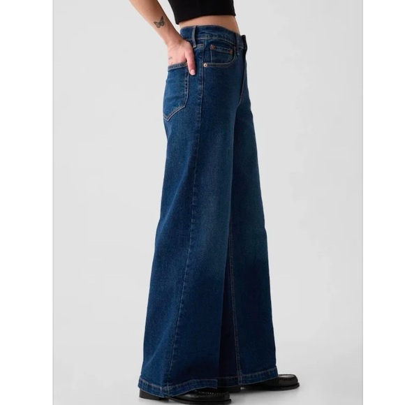 Gap Women’s High Rise Stride Wide Leg Jeans Dark Wash (Size 29 / 8 Regular) - Picture 11 of 12